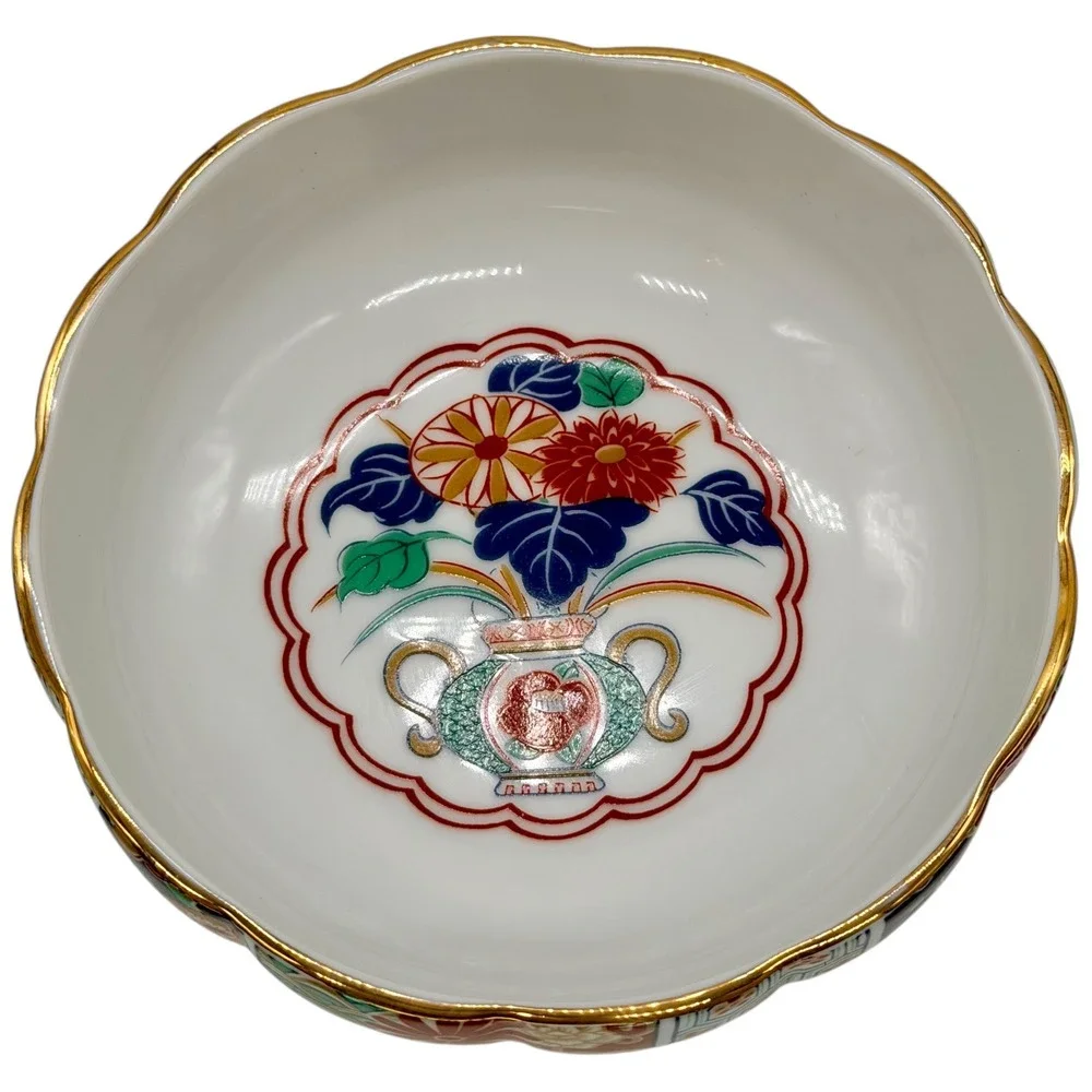 Arita Fine China Hand Decorated Imari‎ Reproduction Scalloped Bowl Made in Japan